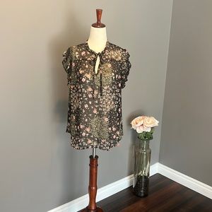 Black and floral sheer shell